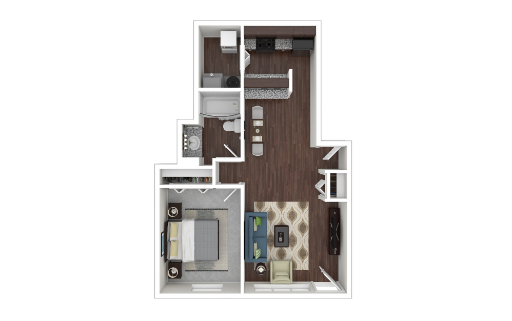 A1 Floorplan-Southwind Village Apartments 3D Apartment Floorplan