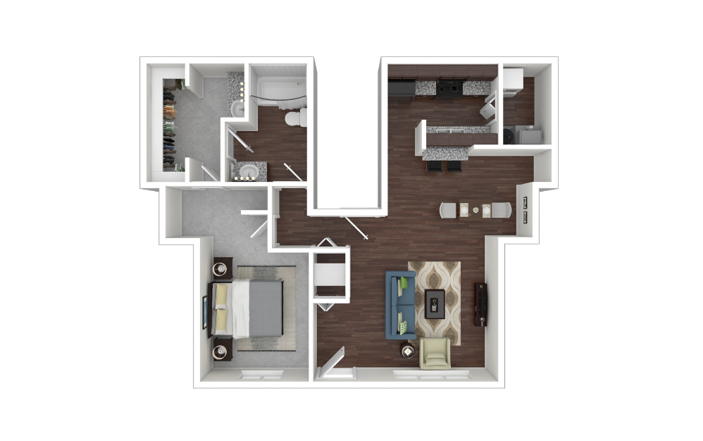 A2 Floorplan-Southwind Village Apartments 3D Apartment Floorplan