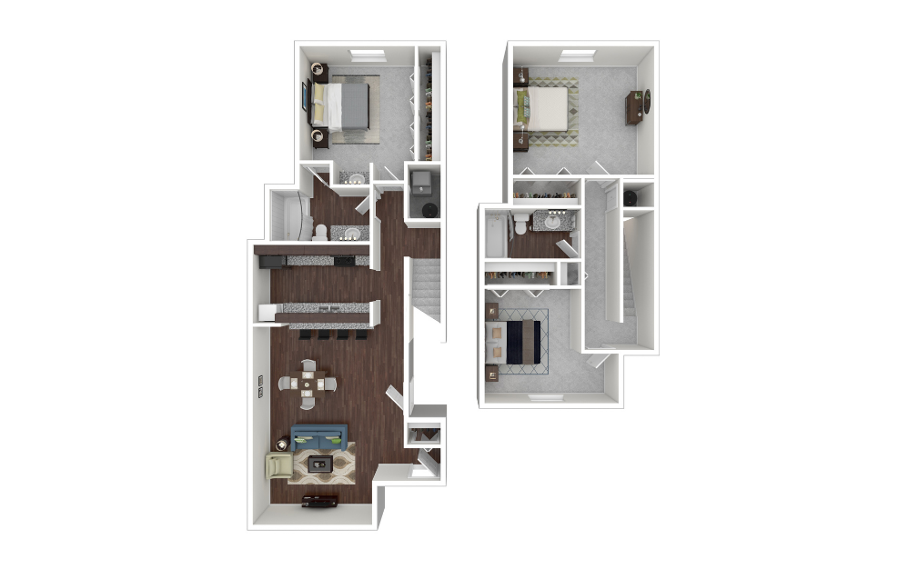 C2 Floorplan-Southwind Village Apartments 3D Apartment Floorplan